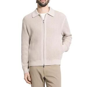 Theory Gary Cotton Cashmere Full Zip Sweater Jacket Alabaster XL NWT